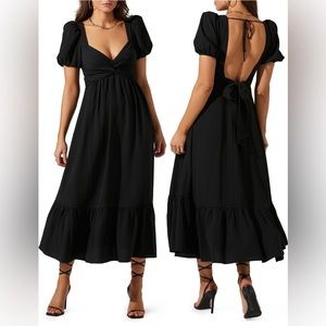 ASTR THE LABEL Tie back Puff Sleeve Dress